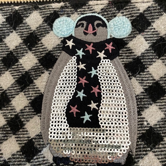 Talbots Black and Tan Plaid Wristlet with Penguin Applique - Picture 2 of 5